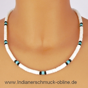 White Clam Muschel mit Trkis Indianerschmuck