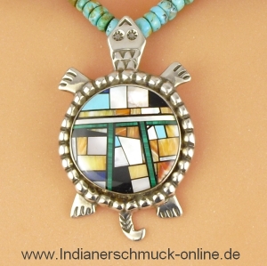 Schildkrte Multicolor Inlay Navajo Indianerschmuck