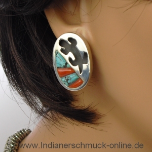 Leguan Anhnger Silberkette Zuni Indianerschmuck