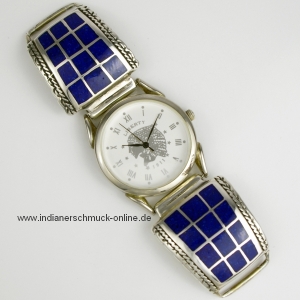 Indianerschmuck Lapislazuli Uhr mit Indian Head Uhr Unisex